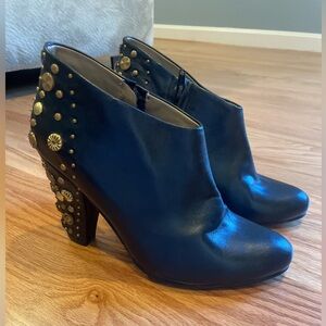 Designer Barbara Briones studded heel boots. Made in Chile. Size 37/ US 6.5-7